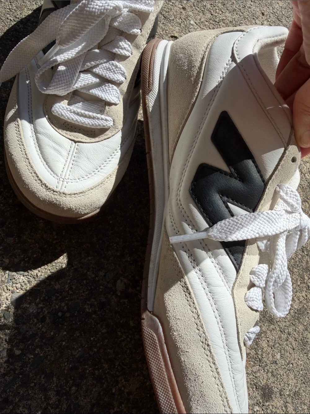New Balance Men's White and Black Retro-Style Sneakers